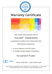 ضمانت نامه رنگ 15 ساله شرکت ZOBEL آلمان